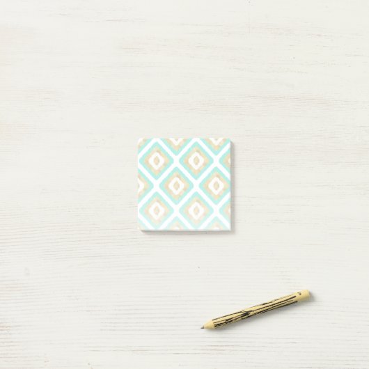 Gold- en Turquoise-chic Ikat-patroon Post-it® Notes (Op bureau)