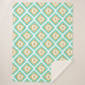 Gold- en Turquoise-chic Ikat-patroon Sherpa Deken (Voorkant)