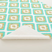 Gold- en Turquoise-chic Ikat-patroon Sherpa Deken (3/4)