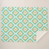 Gold- en Turquoise-chic Ikat-patroon Sherpa Deken (Voorkant (horizontaal))