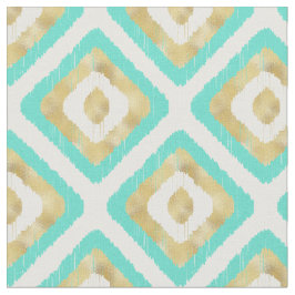 Gold- en Turquoise-chic Ikat-patroon Stof