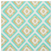 Gold- en Turquoise-chic Ikat-patroon Stof (Swatch)