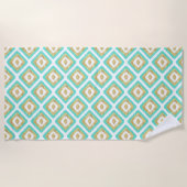 Gold- en Turquoise-chic Ikat-patroon Strandlaken (Voorkant)
