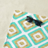 Gold- en Turquoise-chic Ikat-patroon Strandlaken (In situ)