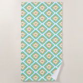 Gold- en Turquoise-chic Ikat-patroon Strandlaken (Voorkant)