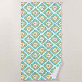 Gold- en Turquoise-chic Ikat-patroon Strandlaken
