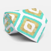 Gold- en Turquoise-chic Ikat-patroon Stropdas (Opgerold)