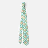Gold- en Turquoise-chic Ikat-patroon Stropdas (Achterkant)
