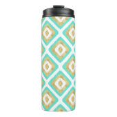 Gold- en Turquoise-chic Ikat-patroon Thermosbeker (Voorkant)