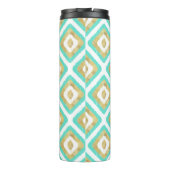 Gold- en Turquoise-chic Ikat-patroon Thermosbeker (Achterkant)