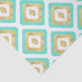 Gold- en Turquoise-chic Ikat-patroon Tissuepapier (Detail)