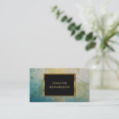 Gold- en turquoise-geode-professional visitekaartje (Staand voorkant)