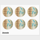 Gold en Turquoise Hummingbird Swirl Ronde Sticker (Vel)