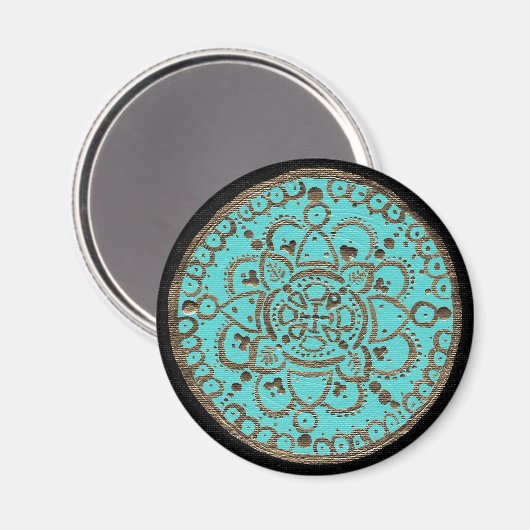 Gold en Turquoise Medallion Magneet (Voorkant / Achterkant)