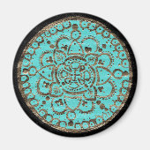 Gold en Turquoise Medallion Magneet (Voorkant)