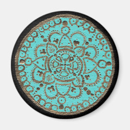 Gold en Turquoise Medallion Magneet