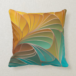 Gold en Turquoise Petals Nieuwe Art Nouveau Throw Kussen