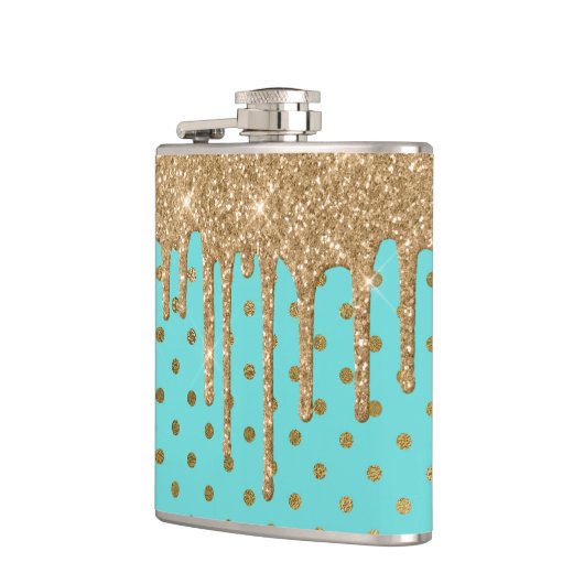 Gold- en Turquoise Polka Dot Flask Heupfles (Links)