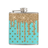 Gold- en Turquoise Polka Dot Flask Heupfles (Voorkant)