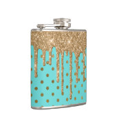Gold- en Turquoise Polka Dot Flask Heupfles (Rechts)