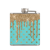 Gold- en Turquoise Polka Dot Flask Heupfles (Achterkant)