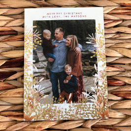 Gold en Waterverf kerstkleertjes Foto Lijst Folie Feestdagenkaart