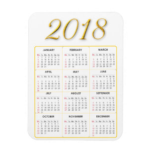 Gold en White 2018 Calendar Magnet Magneet