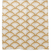 Gold en White Art Deco Fan Flower Pattern Douchegordijn (Voorkant)