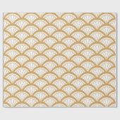 Gold en White Art Deco Fan Flowers Pattern Cadeaupapier (Vlak)