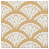 Gold en White Art Deco Fan Flowers Pattern Stof (Close Up)