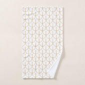 Gold en White Art Deco Fish Scale Pattern Bad Handdoek (Handdoek)