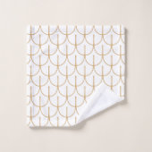 Gold en White Art Deco Fish Scale Pattern Bad Handdoek (Wasdoekje)
