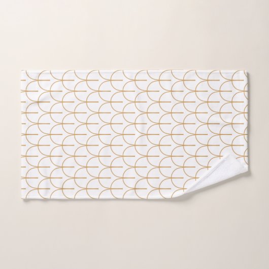 Gold en White Art Deco Fish Scale Pattern Bad Handdoek (Handdoek)
