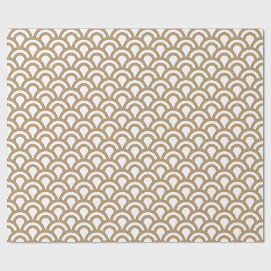Gold en White Art Deco Fish Scale Pattern Cadeaupapier (Vlak)