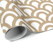 Gold en White Art Deco Fish Scale Pattern Cadeaupapier (Rol Hoek)
