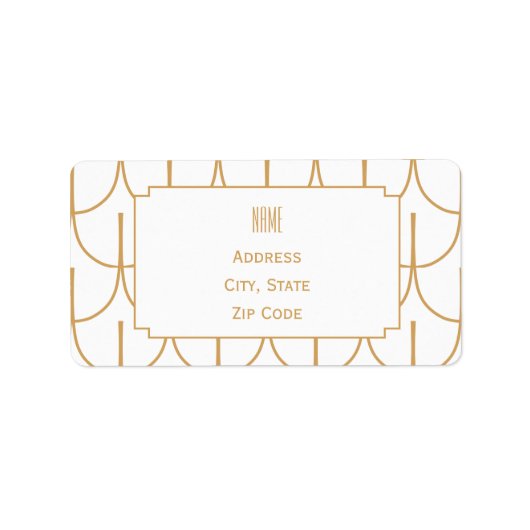 Gold en White Art Deco Fish Scale Pattern Etiket (Voorkant)