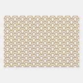 Gold en White Art Deco Fish Scale Pattern Inpakpapier Vel (Voorkant 3)