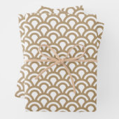 Gold en White Art Deco Fish Scale Pattern Inpakpapier Vel (In situ)