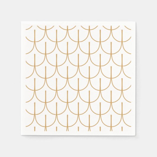 Gold en White Art Deco Fish Scale Pattern Servet (Voorkant)