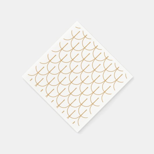 Gold en White Art Deco Fish Scale Pattern Servet (Hoek)
