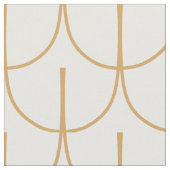 Gold en White Art Deco Fish Scale Pattern Stof (Close Up)