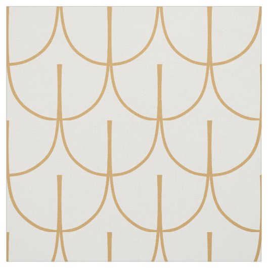 Gold en White Art Deco Fish Scale Pattern Stof (Swatch)