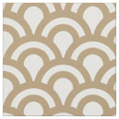 Gold en White Art Deco Fish Scale Pattern Stof (Close Up)
