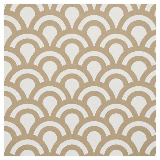 Gold en White Art Deco Fish Scale Pattern Stof (Swatch)