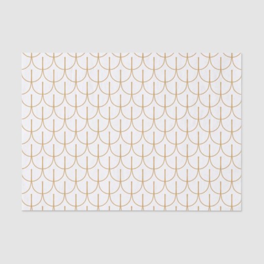 Gold en White Art Deco Fish Scale Pattern Tissuepapier (Voorkant)