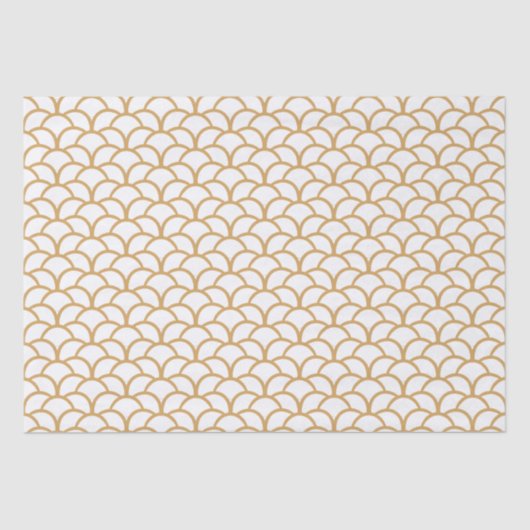 Gold en White Art Deco Fish Scale Pattern Tissuepapier (Voorkant)