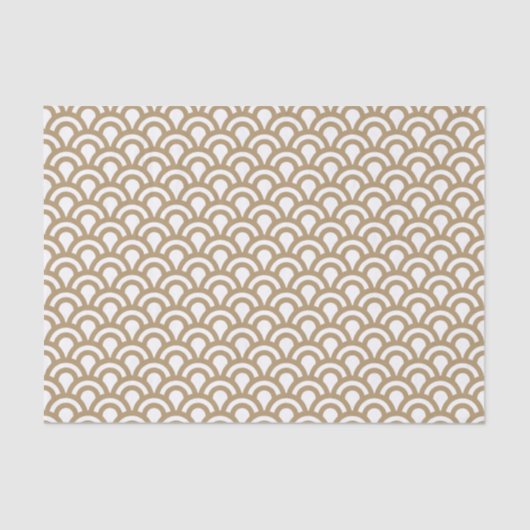 Gold en White Art Deco Fish Scale Pattern Tissuepapier (Voorkant)