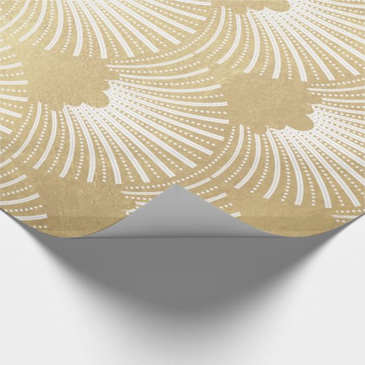 Gold- en White Art-Deco-patroon Cadeaupapier (Hoek)