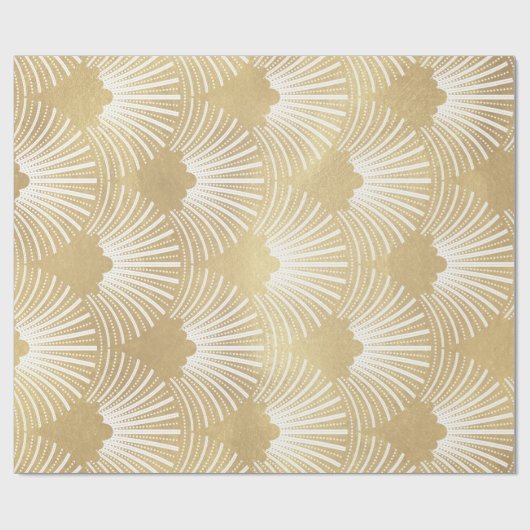 Gold- en White Art-Deco-patroon Cadeaupapier (Vlak)