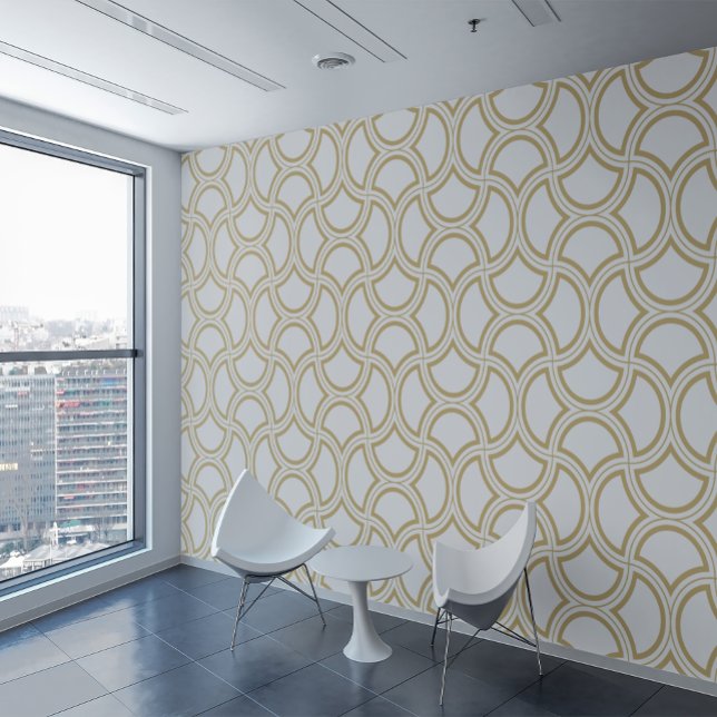 Gold en White Art Deco Pattern Behang (Creator heeft geüpload)